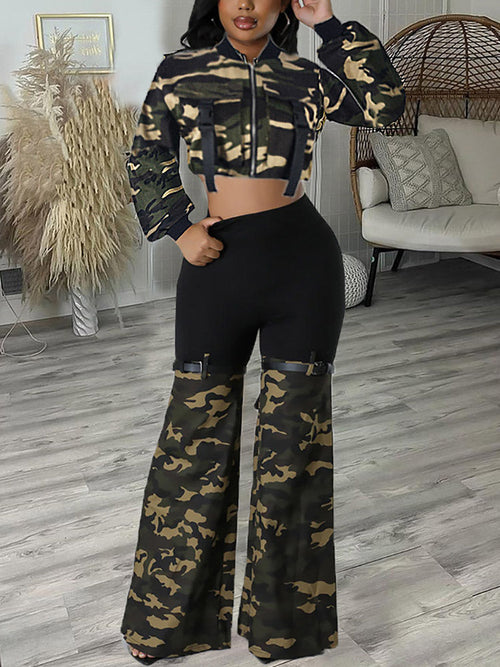 Camouflage Jacket & Pants Denim Set