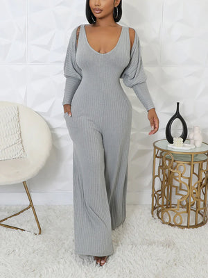 Ribbed Bolero & Jumpsuit Set