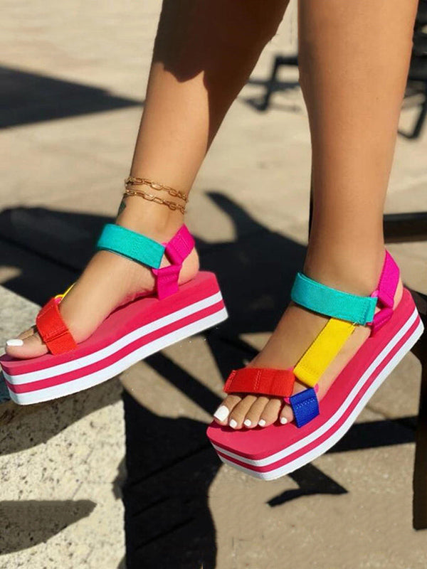 Velcro Color Block Sandals