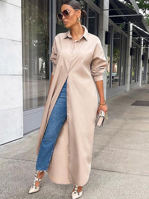 Button Down Long Sleeve Shirt Dress