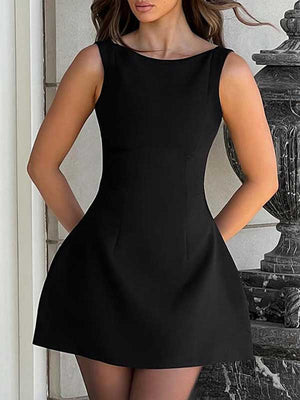 Sleeveless Solid Color Mini Dress