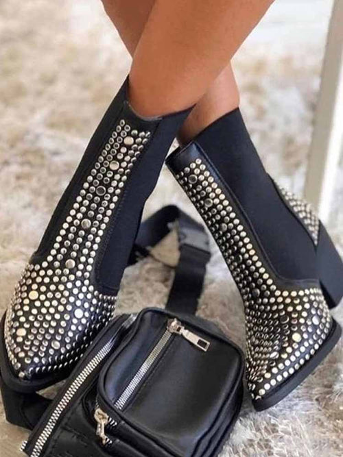 Studded Pointed Toe Booties