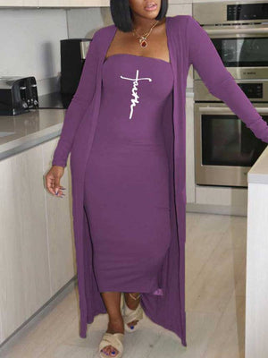 Faith Tube Dress & Cardigan Set