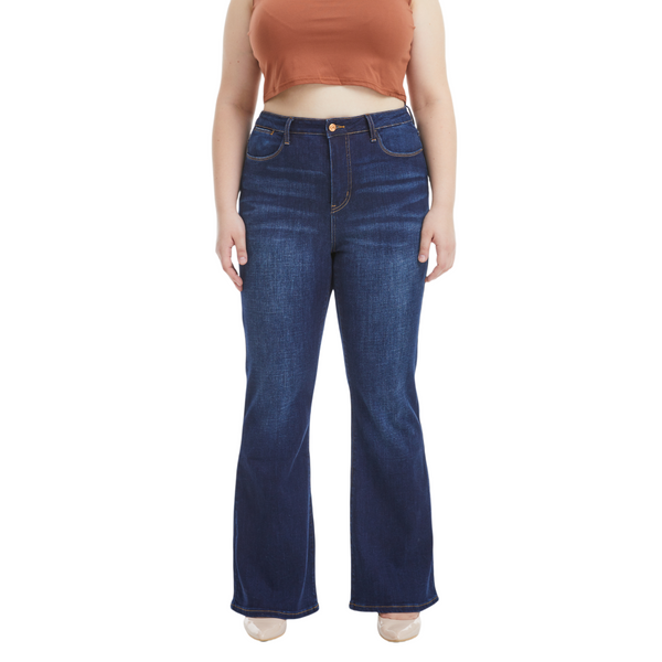 Women High Rise  Stretch Flare Plus Size Jeans  BYF1125