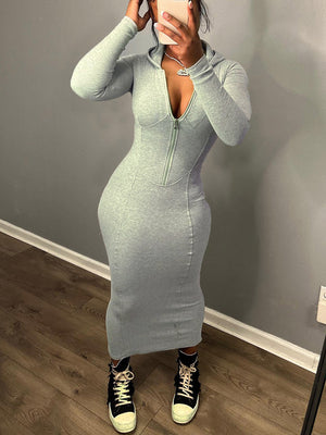 Hoodie Zip Bodycon Dress