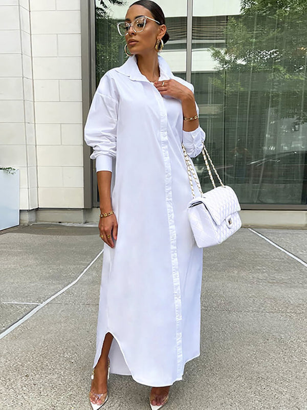 Button Down Long Sleeve Shirt Dress