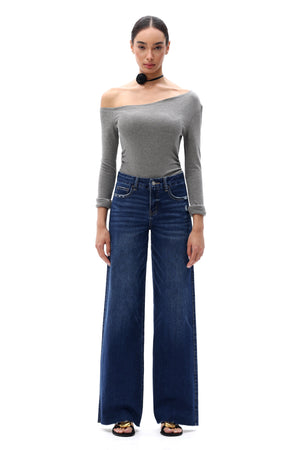 ONESO Women Coastal-Inspired Mid Rise Wide Leg Jeans