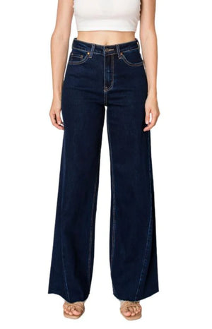 High Rise Wide Leg Jeans Deep Wash Plus Size