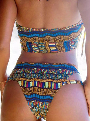 Striped Hollow Out Bikini Set