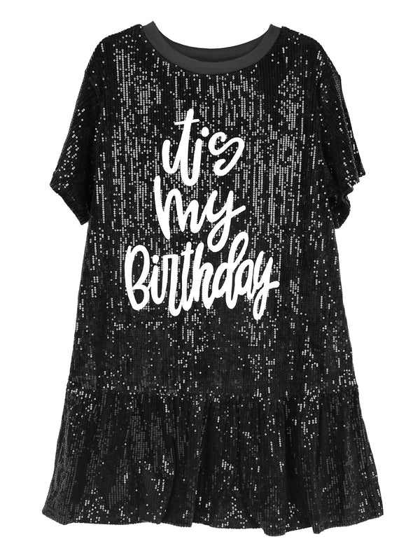 Sparkling Printed Lotus Hem Birthday Shimmery Dress