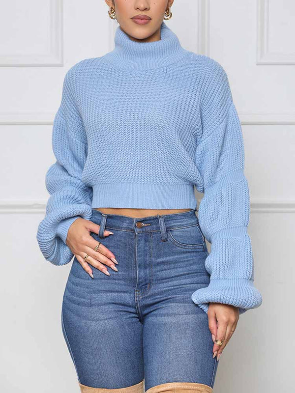 Turtleneck Puffy Sleeve Sweater