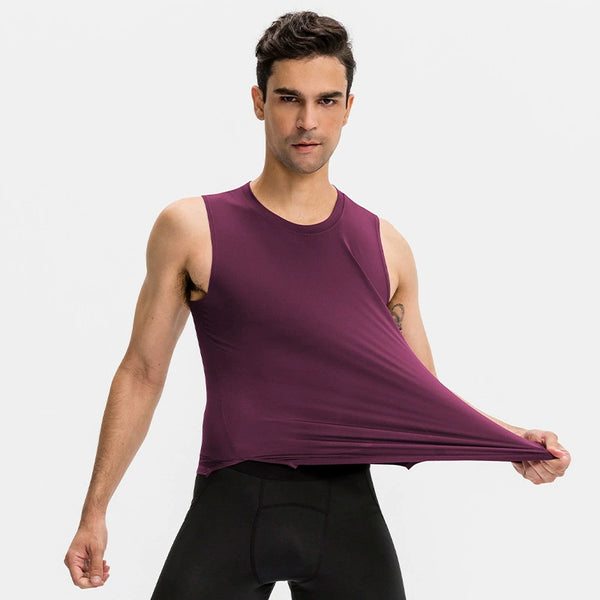 Men's Sports Tank Top Tight Round Neck Crew High Stretch Quick Drying