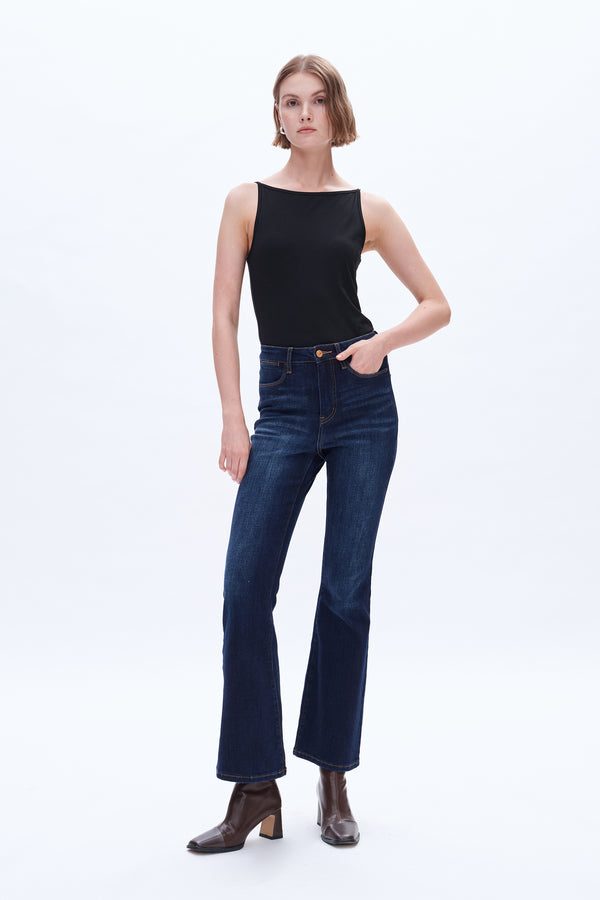 Women High Rise  Stretch Flare Plus Size Jeans  BYF1125