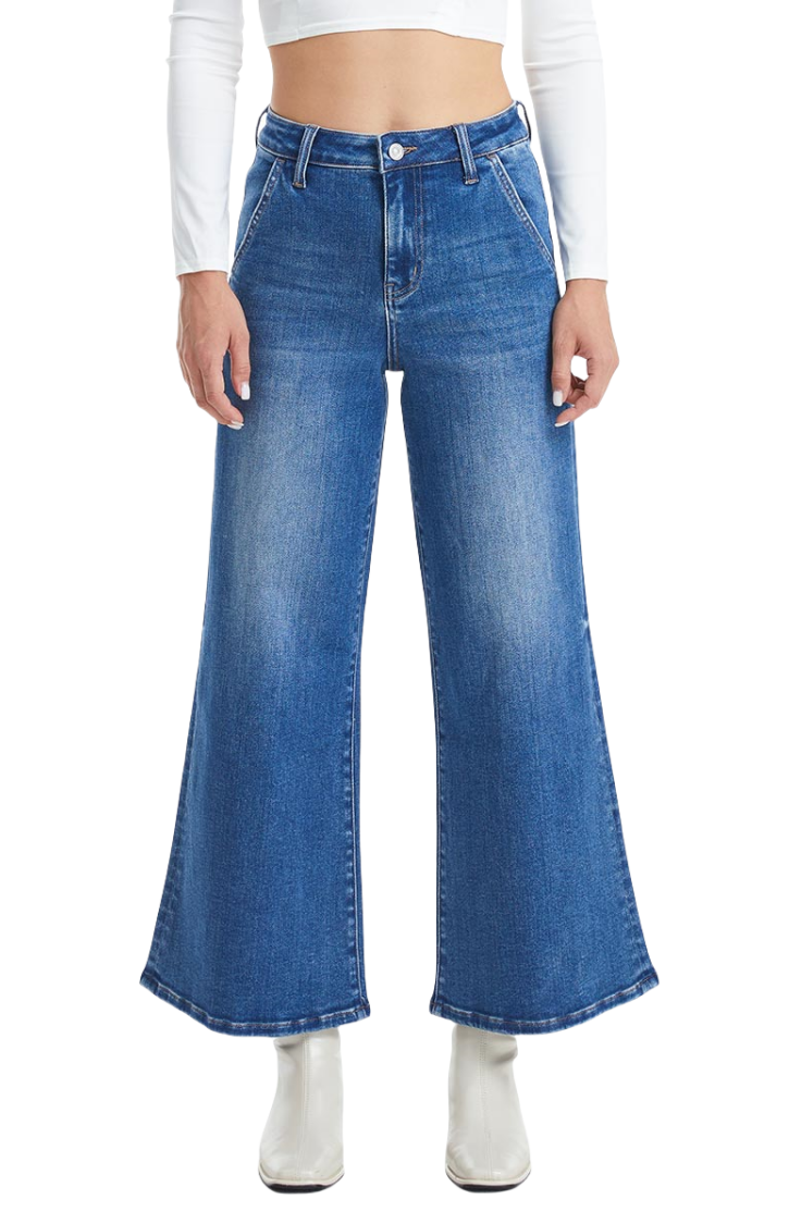 High Rise Stretch Wide Flare Leg Jeans