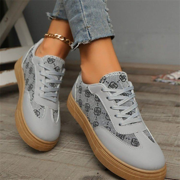 Flat Printed Casual Round Toe Sneakers