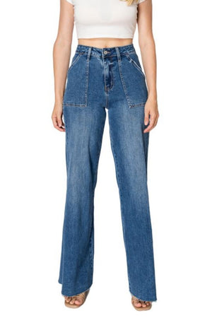 Utility Patch Pocket High Rise Wide Leg Jeans