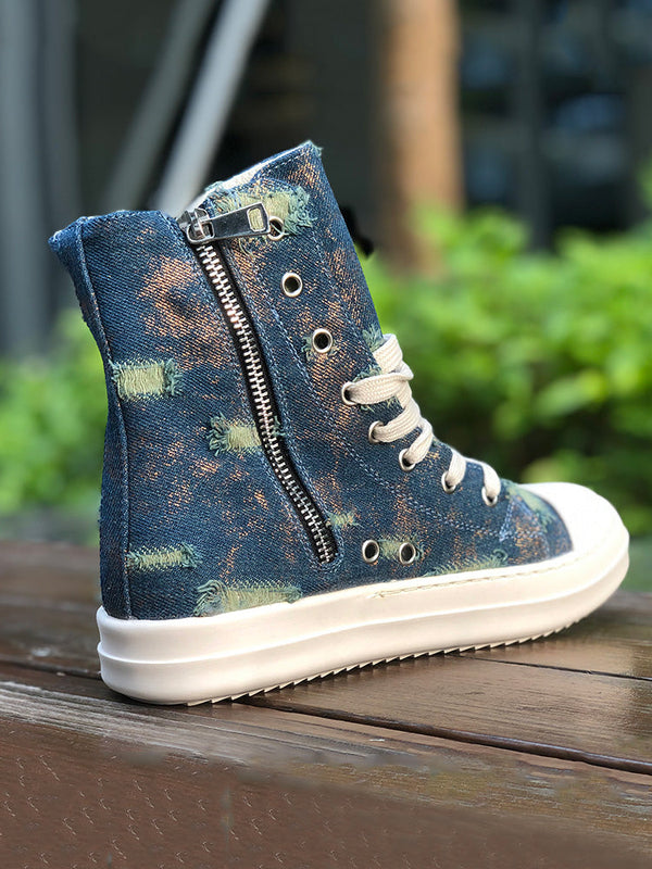 Denim High-Top Sneakers