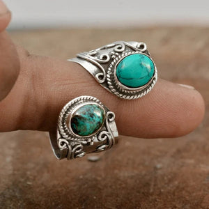 Adjustable Double Turquoise Surround Ring