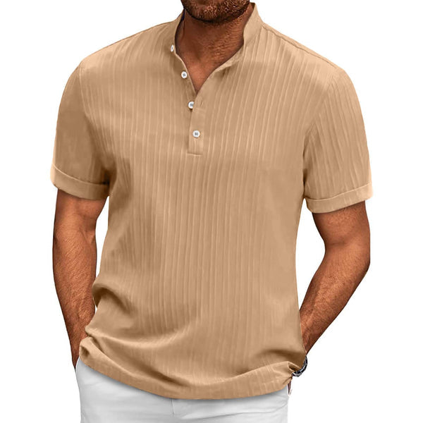 Mens Textured Short Sleeve Henley Shirt