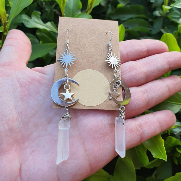 White Quartz Crystal Earrings