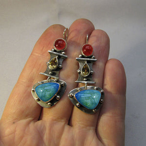 Vintage Water Drop Blue Zircon Earrings