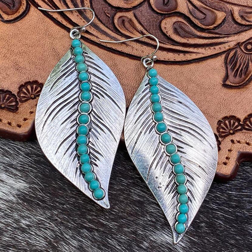 Leaf S-shaped Turquoise Earrings