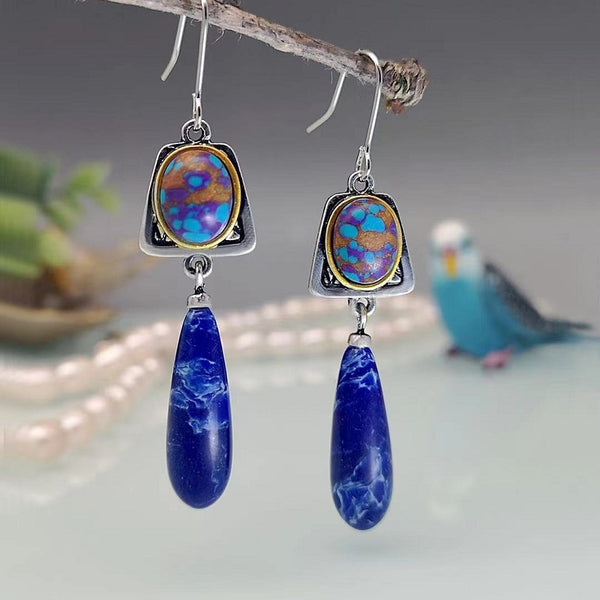 Lapis lazuli swinging earrings