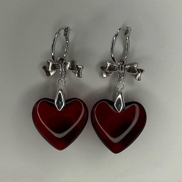 Dark Bow Love Earrings