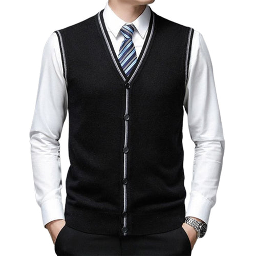 Men's V-neck Vest Knitted Cardigan Cashmere Vest