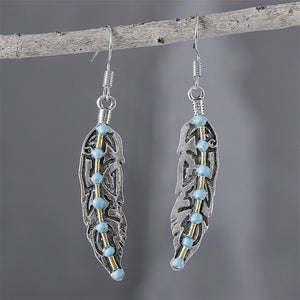 Feather Set Turquoise Long Earrings