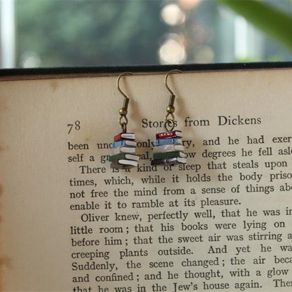 Stacked Book Earrings