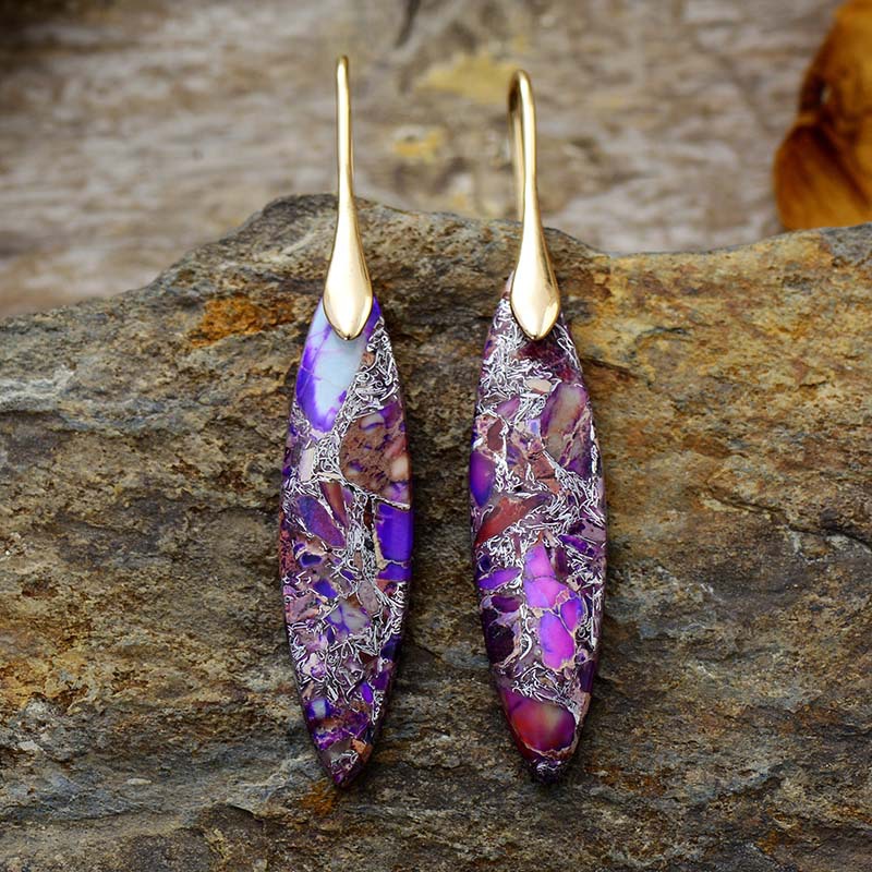 Leaf Purple Pendant Earrings