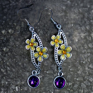 Flower Purple Stone Earrings