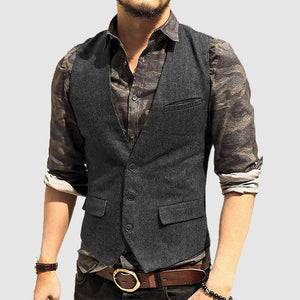 Men's Textured Detail Sleeveless Vest Jacket