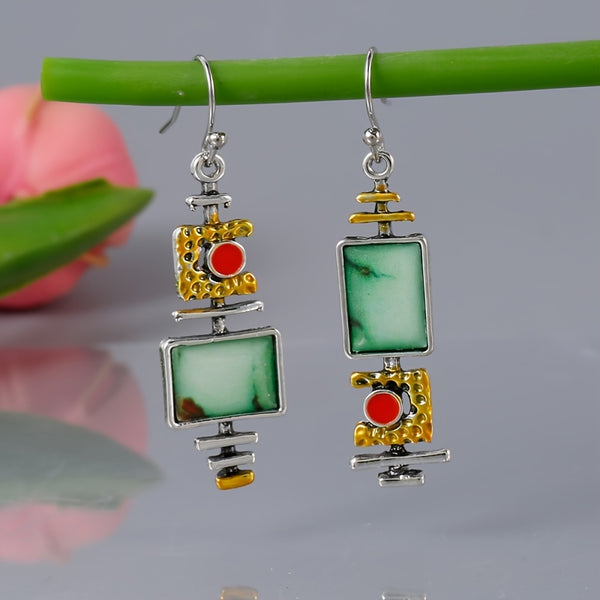 Boho Vintage Geometric Drop Hook Earrings