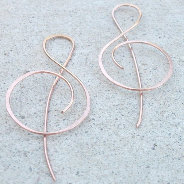 Vintage Rose Gold Clef Earrings