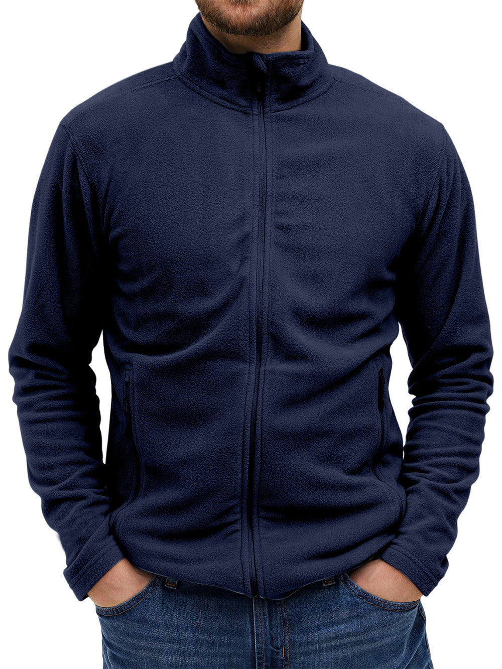 Men's Daily Solid Color Polar Fleece Zipper Sweatshirt