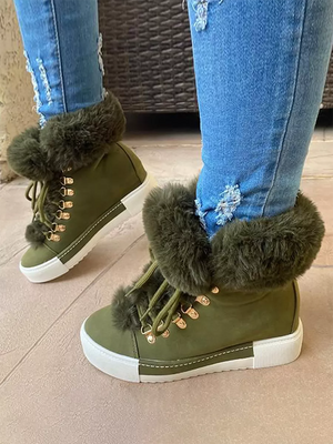 Warm Plush PU Leather Boots