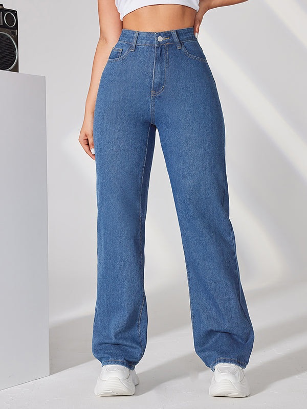 Women's Basic High Waisted Wide Leg Jeans