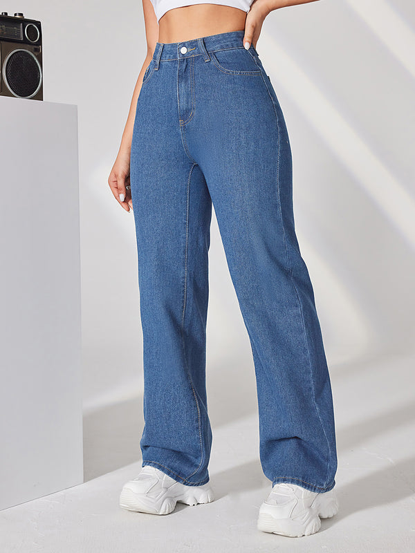 Women's Basic High Waisted Wide Leg Jeans