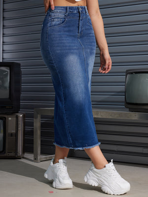 Basic Classic Denim Half Length Skirt