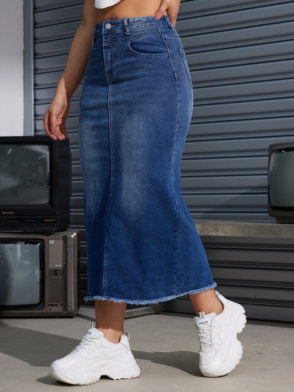 Basic Classic Denim Half Length Skirt