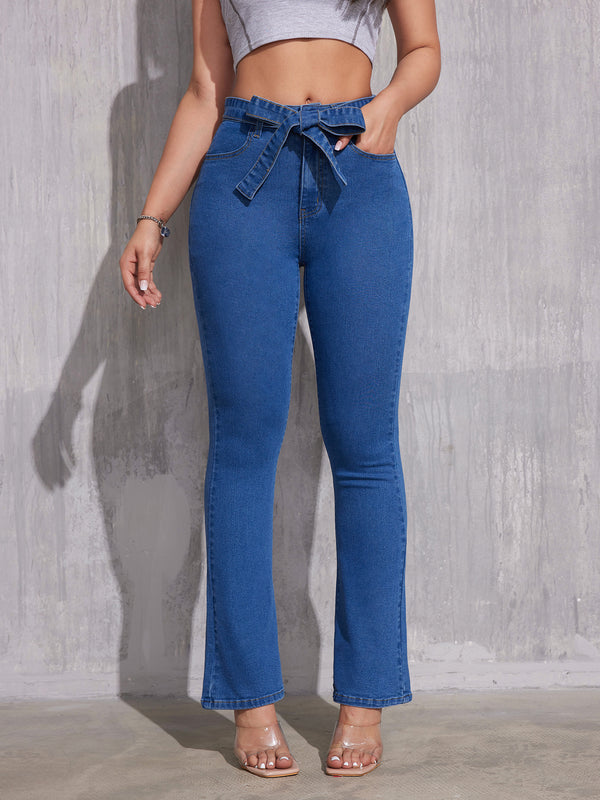 High Waisted Ribbon Vintage Nostalgia Jeans