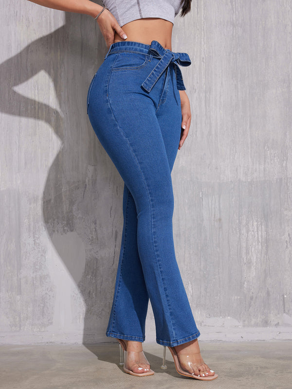 High Waisted Ribbon Vintage Nostalgia Jeans