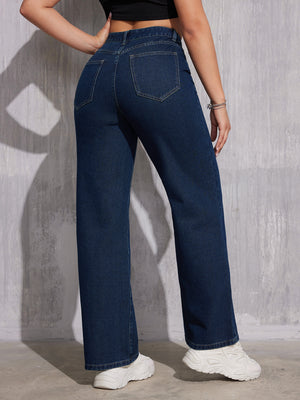 Trendy High Waist Wide Leg Jeans