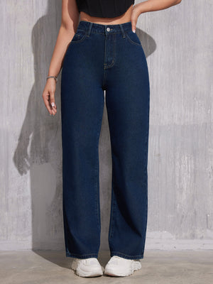 Trendy High Waist Wide Leg Jeans