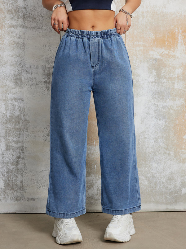 Vintage Sky BlueJeans High Waisted Wide Leg Jeans