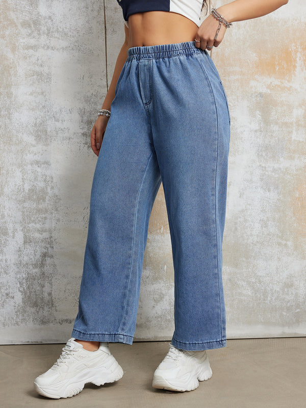 Vintage Sky BlueJeans High Waisted Wide Leg Jeans