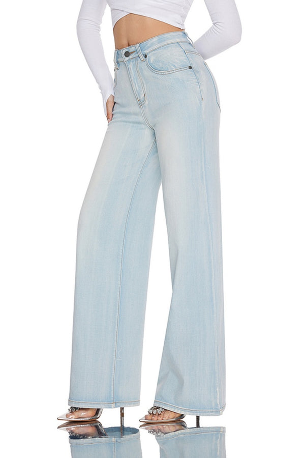 ONESO Women High Rise Stretch Wide Leg Jeans