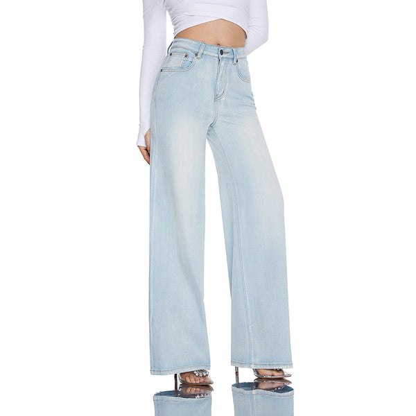 Women High Rise Stretch Wide Leg Jeans SH25F13